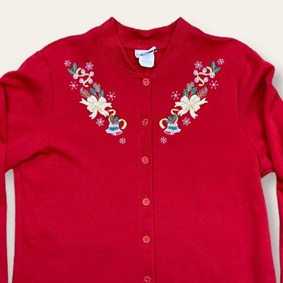 Vintage Bon Worth Grandma Christmas Holiday Embroidered sweater Medium - Picture 2 of 6